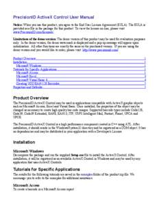 Computing / Software / Universal identifiers / Automatic identification and data capture / Encodings / ActiveX / International Article Number / Universal Product Code / Code 128 / Barcodes / Identification / Identifiers