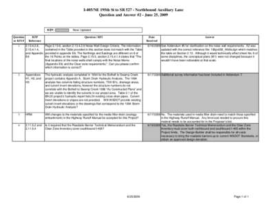 I-405/NE 195th St to SR[removed]Northbound Auxiliary Lane Question and Answer #2 - June 25, 2009 KEY:  New/ Updated