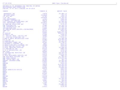 [removed]UAMS Open Checkbook UNIVERSITY OF ARKANSAS FOR MEDICAL SCIENCES MAINTENANCE AND OPERATIONS