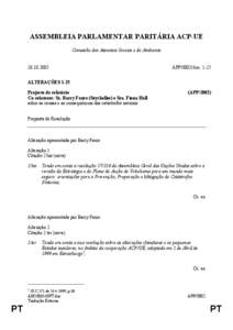 ASSEMBLEIA PARLAMENTAR PARITÁRIA ACP-UE Comissão dos Assuntos Sociais e do Ambiente[removed]APP/3802/Am. 1-25