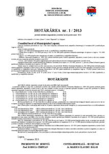 ROMÂNIA JUDEŢUL HUNEDOARA CONSILIUL LOCAL AL MUNICIPIULUI LUPENI  HOTĂRÂREA nr[removed]