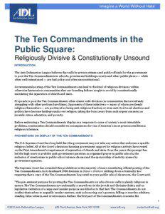 The Ten Commandments in the Public Square: Religiously Divisive & Constitutionally Unsound