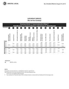 BL  BRISTOL LOCAL Bus Schedule Effective August 18, 2013