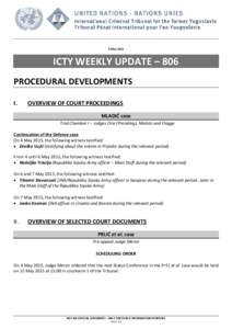 ICTY WEEKLY UPDATE – 806