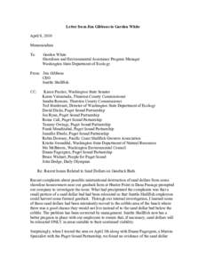 Letter from Jim Gibbons to Gordon White April 9, 2010 Memorandum To:  Gordon White