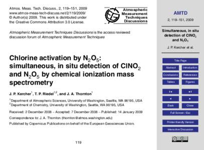 Atmos. Meas. Tech. Discuss., 2, 119–151, 2009 www.atmos-meas-tech-discuss.net/ © Author(sThis work is distributed under the Creative Commons Attribution 3.0 License.  Atmospheric