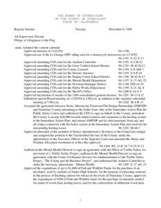 December 6, [removed]Board of Supervisors Minutes