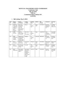 MONTANA TRANSPORTATION COMMISSION Conference Call May 20, 2014 9:00 am Commission Room, Helena MT AGENDA