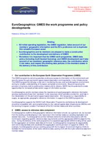 European Space Agency / Global Monitoring for Environment and Security / GMES / GMOSAIC / LIMES Project / Space policy of the European Union / Spaceflight / Geographic information systems