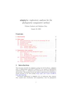 adephylo: exploratory analyses for the phylogenetic comparative method Thibaut Jombart and St´ephane Dray August 10, 2013  Contents