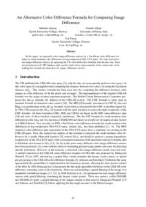 An Alternative Color Difference Formula for Computing Image Difference Gabriele Simone Claudio Oleari Gjovik University College, Norway University of Parma, Italy