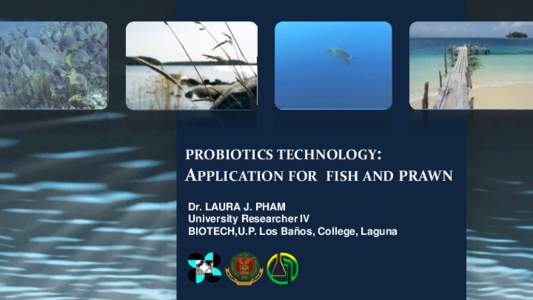 PROBIOTICS TECHNOLOGY: APPLICATION FOR FISH AND PRAWN Dr. LAURA J. PHAM University Researcher IV BIOTECH,U.P. Los Baños, College, Laguna
