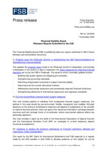 Press Release: FSB Progress Report on Strengthening Financial Stability