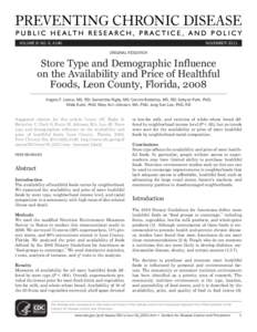 VOLUME 8: NO. 6, A140  NOVEMBER 2011 ORIGINAL RESEARCH  Store Type and Demographic Influence