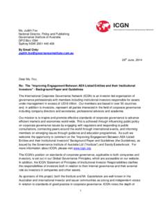 Ms. Judith Fox National Director, Policy and Publishing Governance Institute of Australia GPO Box 1594 Sydney NSWBy Email Only:
