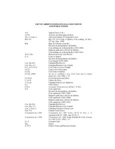 LIST OF ABBREVIATIONS OF LEGAL DOCUMENTS AND PUBLICATIONS A.C. A.P.D. Am. J. Comp. L.