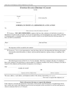 Subpoena to Testify at a Deposition in a Civil Action