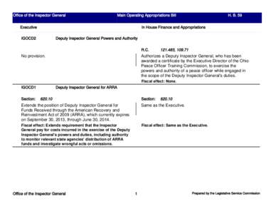 Office of the Inspector General  Main Operating Appropriations Bill H. B. 59