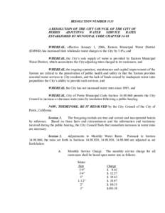 RESOLUTION NUMBER 3535  A RESOLUTION OF THE CITY COUNCIL OF THE CITY OF  PERRIS  ADJUSTING  WATER  SERVICE  RATES  ESTABLISHED BY MUNICIPAL CODE CHAPTER 14.08   WHEREAS,  effective  January  1,