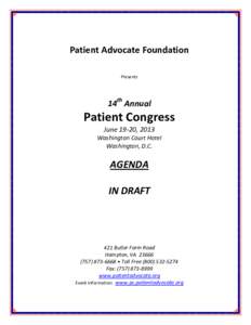 Patient Advocate Foundation Presents 14th Annual  Patient Congress
