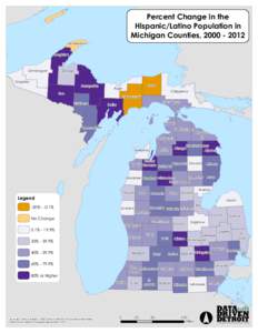 Percent Change in the Hispanic/Latino Population in Michigan Counties, Keweenaw Houghton