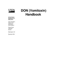 DON (Vomitoxin) Handbook United States Department of Agriculture Grain Inspection,