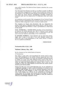 105 STAT[removed]PROCLAMATION 6312—JULY 2, 1991 term public benefits. The National Forest System embodies this conservation ideal. Our National Forest System provides an excellent example of efficient