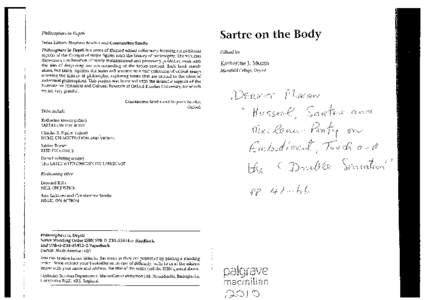 Sartre on the Body  Philosophers in Depth Series Editors: Stephen Boulter and Constantine Sandis