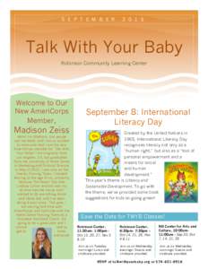 S E P T E M B E RTalk With Your Baby Robinson Community Learning Center