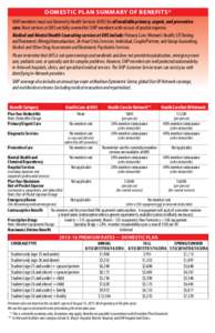 DOMESTIC PLAN SUMMARY OF BENEFITS* SHIP members must use University Health Services (UHS) for all available primary, urgent, and preventive care. Most services at UHS are fully covered for SHIP members with no out-of-poc