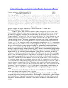 Southern Campaign American Revolution Pension Statements & Rosters Pension application of John Morris R16548 Transcribed by Will Graves f12VA[removed]