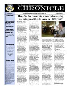 The Readiness Management Group  chronicle News for the Individual Reservist  October 2008