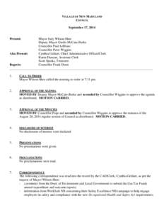 September 17, 2014 Council minutes