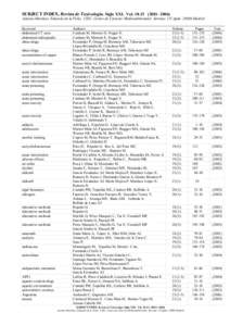 SUBJECT INDEX. Revista de Toxicología. Siglo XXI. Vol2006) Antonia Martínez, Eduardo de la Peña. CSIC. Centro de Ciencias Medioambientales. Serrano 115 dpdoMadrid Keyword abdominal CT scan abdom