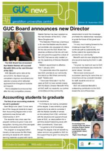 Edition 19 September[removed]GUC Board announces new Director The GUC Board has announced that Natalie Nelmes will succeed