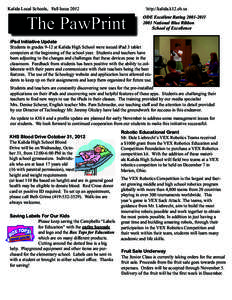 Kalida Local Schools, Fall Issue 2012 The PawPrint