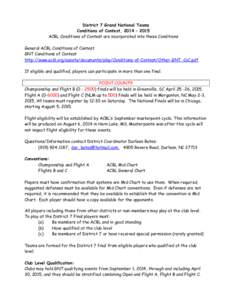 District 7 Grand National Teams Conditions of Contest, 2014 – 2015 ACBL Conditions of Contest are incorporated into these Conditions General ACBL Conditions of Contest GNT Conditions of Contest http://www.acbl.org/asse