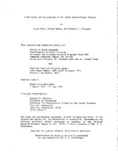 A Rationale and Description of the BASIC Instructional Program by Avron Barr, Marian Beard, and Richard Co Atkinson This research was supported jointly by: Office of Naval Research