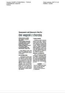 Gazeta: GAZETA POMORSKA ­ TORUÑ Czêstotliwo¶æ: dziennik Rodzaj:  Data wydania: 2007­01­20 Nak³ad: 122566