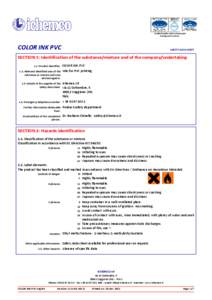 Certified Quality and Environmental Management Systems COLOR INK PVC  SAFETY DATA SHEET