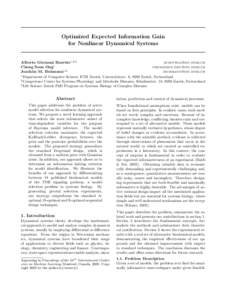 Optimized Expected Information Gain for Nonlinear Dynamical Systems Alberto Giovanni Busetto1,2,3 [removed] Cheng Soon Ong1