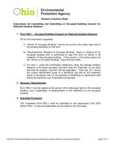 Division of Surface Water Instructions for Completing and Submitting an Occupied Building Consent for Reduced Isolation Distance 1. Form RID-1 – Occupied Building Consent for Reduced Isolation Distance Fill out the inf