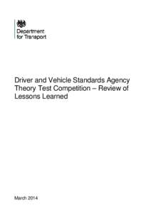 Driver and Vehicle Standards Agency theory test competition: review of lessons learned