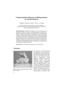 Computergestützte Planung von Hüftoperationen in virtuellen Körpern H. Handels, J. Ehrhardt, P. Peters*, W. Plötz *, S.J. Pöppl Institut für Medizinische Informatik und *Klinik für Orthopädie Medizinische Univers