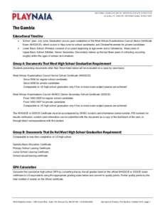 NATIONAL ASSOCIATION OF INTERCOLLEGIATE ATHLETICS ELIGIBILITY CENTER INTERNATIONAL DIRECTORY The Gambia Educational Timeline 