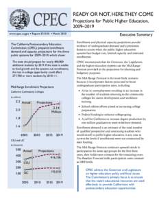 California Postsecondary Education Commission -- Ready or Not, Here They Come: Projections for Public Higher Education, 2009–2019, Document 10-01