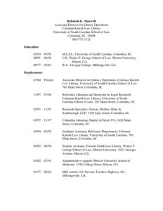Legal research / University of South Carolina / Paralegal / Library / Michael Slinger / Richard Danner / Columbia /  South Carolina / South Carolina / Law library