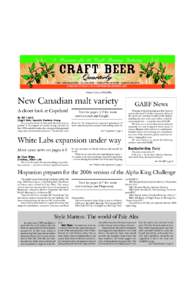 Volume 5, Issue 3/FallNew Canadian malt variety A closer look at Copeland By Bill Ladish Cargill Malt, Specialty Products Group
