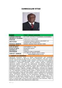 CURRICULUM VITAE  NAME PROF. ADRIAN MUKHEBI