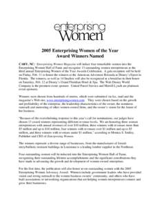 2005 Enterprising Women of the Year Award Winners Announced